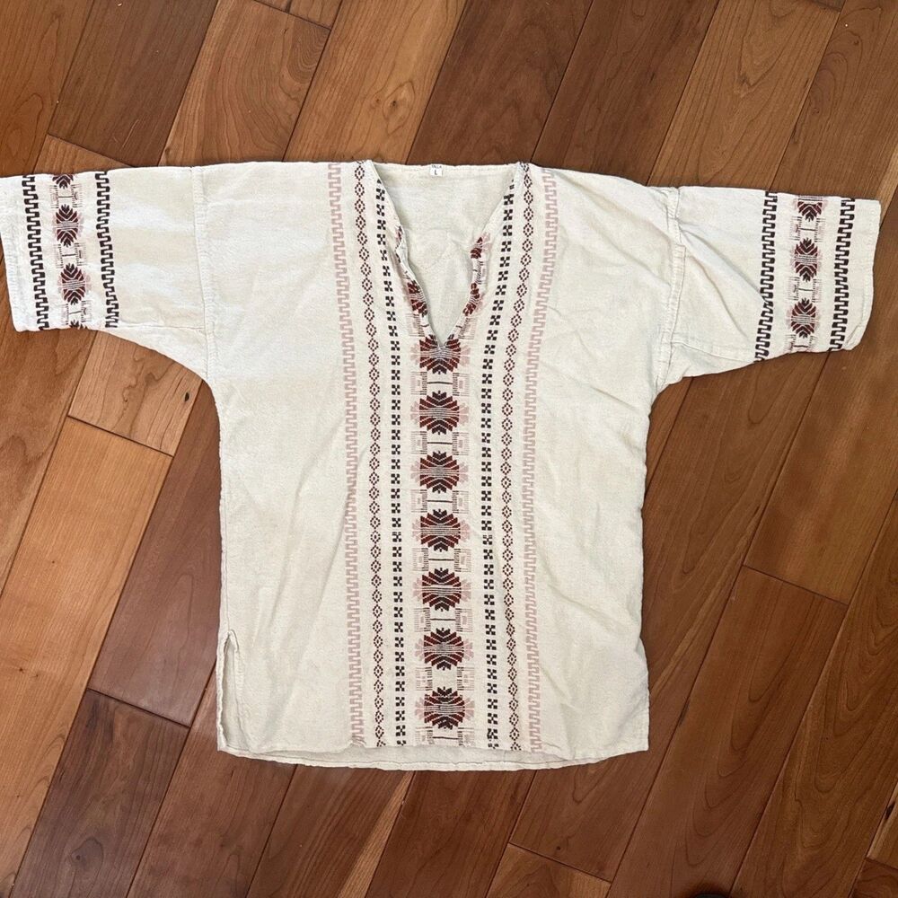 Womens Top Cotton embroidered tunic BOHO Size Large